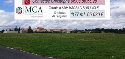 Terrain à Marsac-sur-l'Isle en Dordogne (24) de 1177 m² à vendre au prix de 65620€