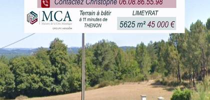 Terrain à Thenon en Dordogne (24) de 5625 m² à vendre au prix de 45000€