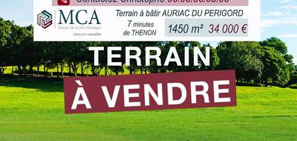 Terrain à Thenon en Dordogne (24) de 1450 m² à vendre au prix de 34000€