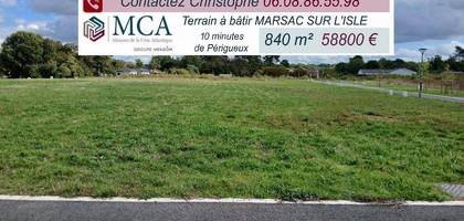 Terrain à Marsac-sur-l'Isle en Dordogne (24) de 840 m² à vendre au prix de 58800€
