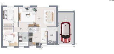 Terrain et maison à Jouars-Pontchartrain en Yvelines (78) de 70 m² à vendre au prix de 376800€ - 4