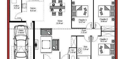 Terrain et maison à Haut-Mauco en Landes (40) de 88 m² à vendre au prix de 227900€ - 3