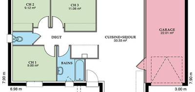 Terrain et maison à Saint-Florent-sur-Cher en Cher (18) de 109 m² à vendre au prix de 182391€ - 4