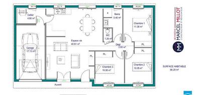 Terrain et maison à Limoges en Haute-Vienne (87) de 86 m² à vendre au prix de 217200€ - 3