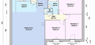 Terrain et maison à Comps en Gard (30) de 83 m² à vendre au prix de 260000€ - 3