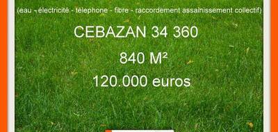 Terrain à Cébazan en Hérault (34) de 841 m² à vendre au prix de 110000€ - 2