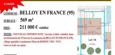 Terrain à Belloy-en-France en Val-d'Oise (95) de 569 m² à vendre au prix de 211000€ - 2