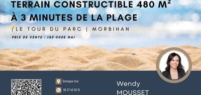 Terrain à Le Tour-du-Parc en Morbihan (56) de 480 m² à vendre au prix de 145000€ - 1