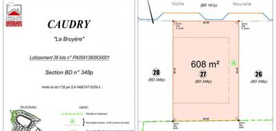 Terrain à Caudry en Nord (59) de 608 m² à vendre au prix de 43200€ - 1