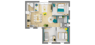 Terrain et maison à Saint-Paterne-Racan en Indre-et-Loire (37) de 89 m² à vendre au prix de 212937€ - 4