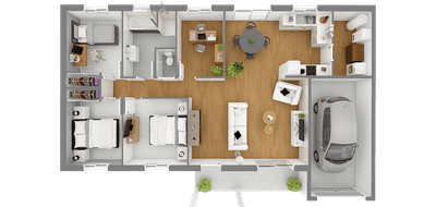 Terrain et maison à Viriat en Ain (01) de 105 m² à vendre au prix de 355445€ - 4